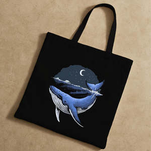 Blue Whale Ocean Theme Tote <b>Bag</b> Durable Lightweight Canvas Heat Transfer Animal Letters <b>Medium</b> for Daily Use Advertising - Product Image 4