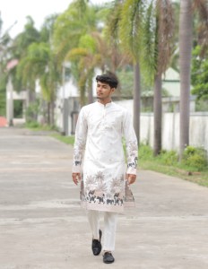 Elephant jacquard designer kurta - Product Image 4