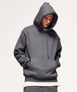 เสื้อฮู้ดผู้ชายผ้าฝ้ายฟลีซ 280 กรัม แบบขายส่ง OEM มีกระเป๋าขนาดใหญ่ ใส่ได้ในฤดูหนาว มี 45 สีสำหรับพิมพ์ลาย - Product Image 4