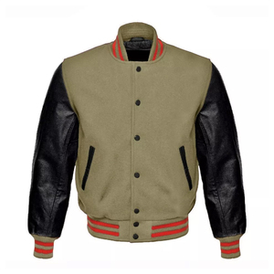 Veste universitaire unisexe OEM avec manches en polyester/coton, col montant, broderie logo sur le devant, style baseball, saison hivernale - Product Image 2