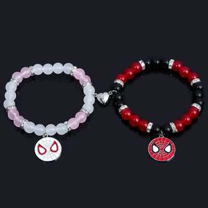 Spider-Man and Spider-Gwen Beaded <b>Bracelets</b> for Children Gold Plated Zinc Alloy Bangles Cartoon Lovers and Number Shape Gift - Product Image 6