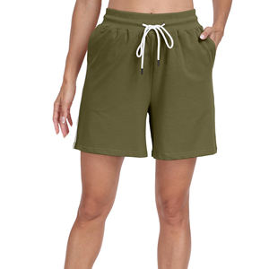 Pantalones cortos de mujer Casual cintura elástica activa pantalones cortos ligeros para mujer poliéster entrenamiento pantalones cortos para correr con bolsillos - Product Image 5