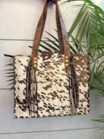 Tas Desainer Kulit Sapi Asli Model Tote Bag Wanita Multifungsi, Tas Selempang Stylish Terbaru dengan Aksen Bulu