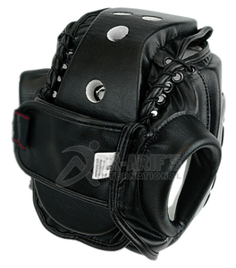 Genuine Leather Boxing Headgear, MMA, Kickboxing <b>Head</b> GuardMuay Thai Open Chin <b>Head</b> guard Martial Arts Sparring Helmet - Product Image 2