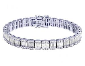 Pulsera de diamantes cultivada en laboratorio de oro blanco de 10K a la moda en diseño de eslabones de tenis para amantes de la Joyería Moderna - Product Image 1