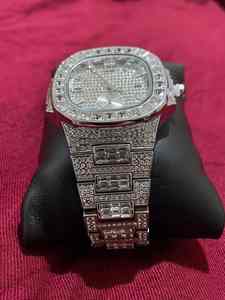 Montre mécanique en acier inoxydable personnalisée avec diamants en moissanite baguette édition limitée premium, bracelet en acier inoxydable, résistante à l'eau 3BAR - Product Image 2