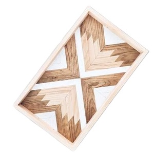 2024 gros personnalisé en bois naturel pin hêtre acacia nourriture thé plateaux de service avec poignées plateau acrylique plateau alimentaire de l'inde - Product Image 4