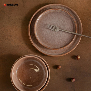 ชุดภาชนะอาหารสไตล์นอร์ดิกเคลือบสีรีแอคทีฟหรูหรามีพื้นผิวที่ไม่สม่ำเสมอและโทนสีดินลึกสำหรับงานเลี้ยงงานแต่งงาน - Product Image 1