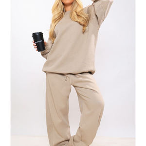 Custom Winter Terry Front Logo Oversized Unisex Sweatsuit Jogging Hoodie Set Casual Tracksuit - Product Image 4