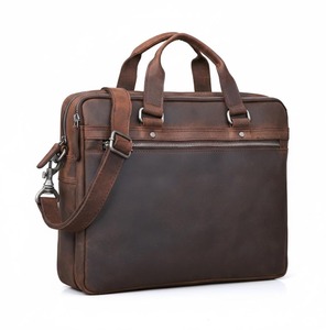 Sac messager pour ordinateur portable en cuir véritable brun foncé, sac à main d'affaires unisexe fait à la main pour le travail et l'utilisation d'un ordinateur portable, léger - Product Image 1