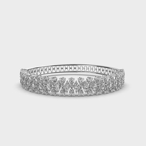 IGI Certified Lab Grown Pear & Marquise Diamond Royal Marquise Cluster <b>Bangle</b> <b>Bracelet</b> in Solid 925 Sterling <b>Silver</b> - Product Image 1