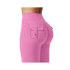 Mallas de yoga transpirables de cintura alta con bolsillo celular, mallas de entrenamiento sin costuras elásticas de 4 vías, mallas de yoga, cintura elástica - Product Image 5