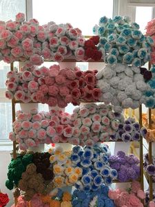 Novel Rose Lotus Handmade Chenile Large Knitted <b>Flower</b> Bouquet <b>Artificial</b> <b>Flowers</b> Modern Mother's Day Valentine's Day Christmas - Product Image 4