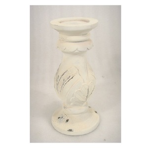 Portavelas de pilar de madera con acabado rústico de lavado blanco para mesa decorativa hogar sala de estar Uso de fiesta - Product Image 1