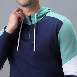 Windproof Cotton Made Men Short Zip Hoodies Customized Logo Quick Dry Basics Short Zip Hoodies - Product Image 5