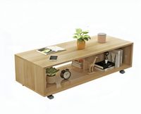 Table basse en bois Table de salon avec roues et étagère pour rangement
