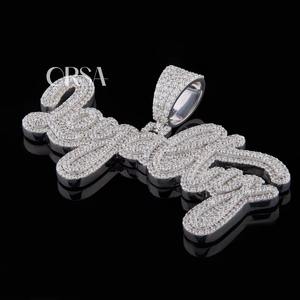 Meilleure qualité Iced Out pendentif personnalisé VVS Moissanite diamant Hip Hop pendentif personnalisé en argent 925 pendentif de fidélité pour l'exportation - Product Image 1