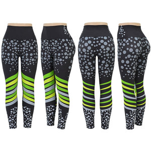Leggings de cintura alta para mujer con rayas, ideales para hacer ejercicio y que se pueden personalizar para adaptarse a tu estilo. - Product Image 5