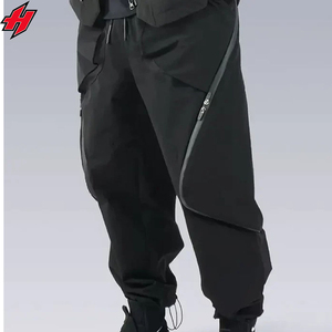 กางเกงขาบานสำหรับผู้ชายกางเกงวอร์มสีดำสไตล์ฮิปฮอปสไตล์ฮิปฮอปทันสมัย6ซิปตามสั่ง - Product Image 2