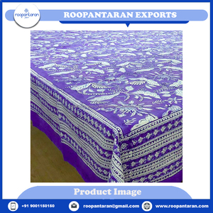 Nuevo mantel de comedor de algodón hecho a mano del fabricante indio Bloque de Cachemira azul impreso a precio mayorista - Product Image 6