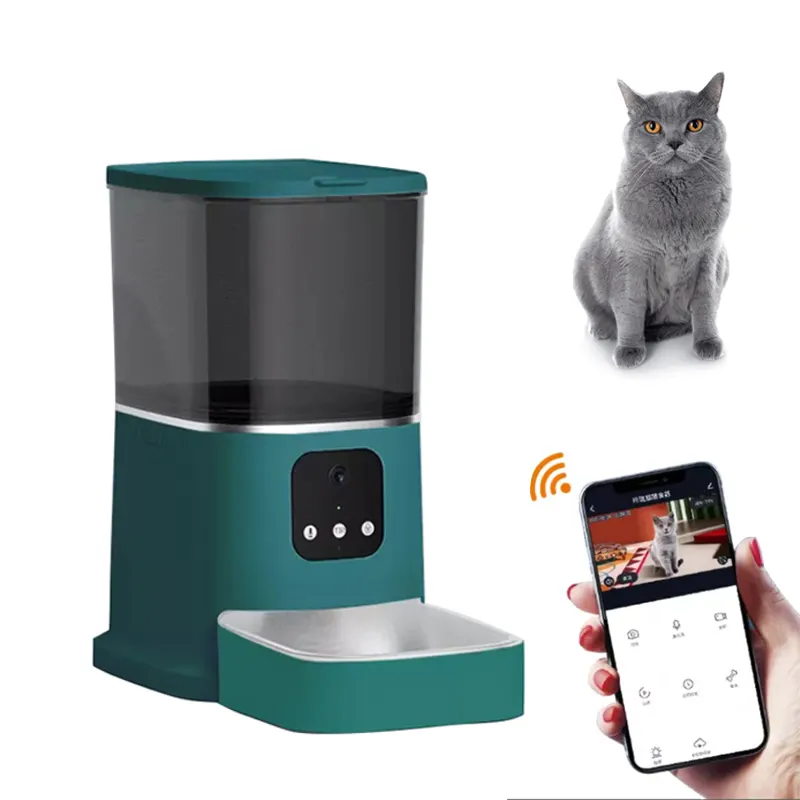 New Automatic Pet APP Feeder Auto Timed Dog Cat rfid Slow Eating Food Dispenser Pet Stainless Steel Bowl with Camera