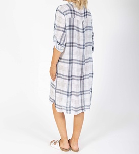 Women's Geometric 100% Cotton A-Line <b>Dress</b> Knee-Length <b>Loose</b> V-Neck Full Sleeve Casual Summer Breathable Eco-Friendly <b>Dress</b> - Product Image 3