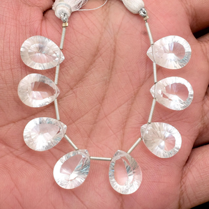 Cuarzo Cristalino AAA de 12x16mm, Corte Facetado en Forma de Pera, Piedra Natural de Color Claro, Cuarzo Hidro, Gema de Vidrio Cóncava, Cuentas Sueltas para Joyería - Product Image 4