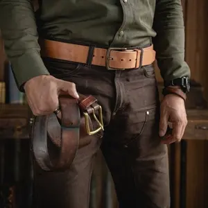 Hombres Formal Wear Corteza Marrón Cinturones de cuero color café en todas las tallas y ajuste