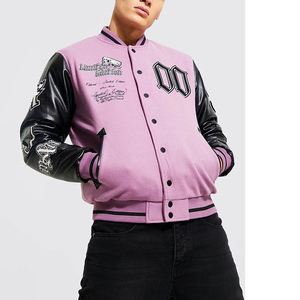 Prix de vente en gros Vestes de bombardier universitaire classiques personnalisées pour l'hiver avec broderie de manches en cuir Veste de baseball universitaire personnalisée pour hommes - Product Image 3