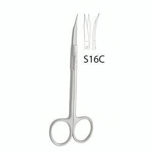 Juego de tijeras microquirúrgicas de acero inoxidable curvadas rectas para uso manual oftálmico otorrinolaringológico para profesionales médicos - Product Image 2