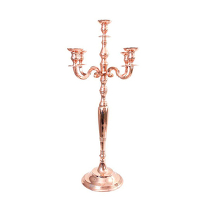 Popular Style Copper Plated Five Arms Metal <b>Candelabra</b> for Wedding Holiday Christmas Decoration Floor <b>Candelabra</b> - Product Image 1