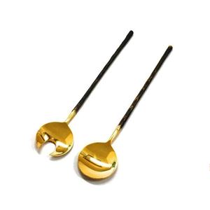 ชุดมีดสลัดทองเหลืองทองแดงด้ามยาวชุดเครื่องใช้บนโต๊ะอาหารเครื่องมือเสิร์ฟพร้อมไม้พายวัสดุโลหะ - Product Image 4