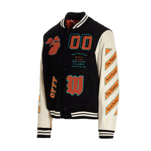 Vestes universitaires pour hommes 2025 avec corps en laine noire, motif de lettres en chenille personnalisé, broderie, col montant, hiver - Product Image 6