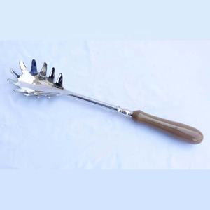 Stainless Steel Silver <b>Mirror</b> Polished metal decorative salad servers <b>Sky</b> Blue Beads Handle Salad Serving Cutlery Sets - Product Image 4