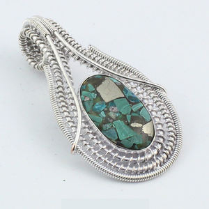 Colgante de Plata de Ley 925 con gema dicroica para mujer, colgante de cóctel hecho a mano - Product Image 1