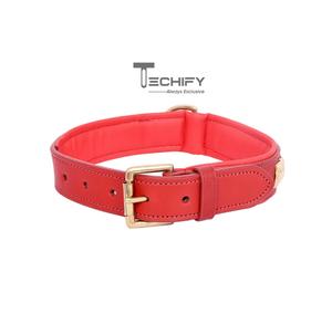 Collar de perro de cuero Real Premium, diseño cómodo y elegante de lujo, duradero para el entrenamiento diario, collares de lujo para mascotas con patrón sólido - Product Image 3