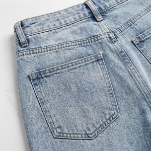 กางเกงยีนส์ผู้หญิงเอวกลางทรงตรงผ้าฝ้ายย้อมสีพื้นแบบสบายๆ สไตล์ฮิปฮอป สีตามสั่ง ระบายอากาศได้ดี แห้งเร็ว - Product Image 5