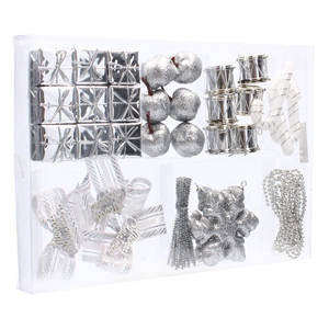 Juego de Adornos Navideños de Plata Hechos a Mano, Formas Ovaladas y Circulares Mini Personalizadas para Decoración del Hogar, Artesanías con Cuentas y Estampado Flocado - Product Image 1