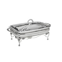 Elegante Ronde Roestvrijstalen Metalen Schotel Met Transparant Metalen Deksel Voor Horecarestaurants Feesten