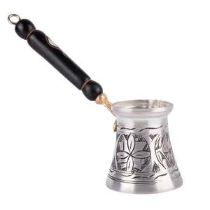 Juego de Cafetera Turca con Mango de Latón Plateado, Decoración de Mesa para el Hogar, Cocina, Restaurante, Hotel, Fiesta, Hecho a Mano en India - Product Image 4