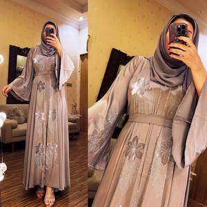 Ropa musulmana tradicional de mujer modesta elegante islámica Premium Fit Abaya Style Dubai-Accesorio incluido - Product Image 2