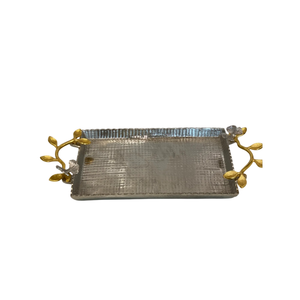 Bandeja de Metal grande de Calidad exclusiva, bandeja para servir aperitivos decorativos modernos con acento Floral pequeño para mesa de café, uso de Catering - Product Image 2