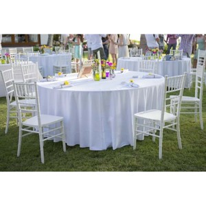 Venta al por mayor de poliéster personalizado blanco 120 pulgadas redondo al aire libre fiesta banquete boda mantel manteles para eventos - Product Image 1