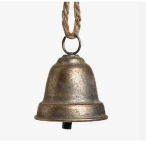 Rustic Golden Metal Bell <b>Modern</b> Indoor-Outdoor Home Decor Hanging Ornament with Vintage Finish Elegant <b>Christmas</b> Ornament - Product Image 3