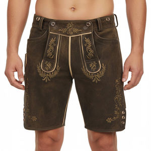Shorts en cuir respirant à taille mi-haute en daim de chèvre bavarois pour hommes Lederhosen Oktoberfest Boutonnière Toutes tailles 46-64 - Product Image 4