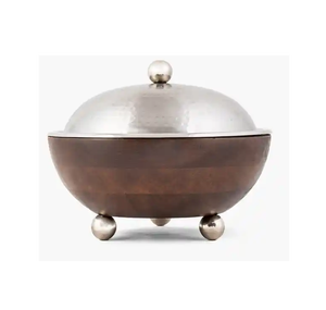 Nouvelle marmite de service en métal faite à la main Design personnalisé Casserole de luxe décorative forme ronde chauffe-plats fantaisie avec couvercle martelé - Product Image 6