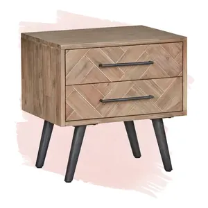 High Quality Hardwood Nightstand Modern 2 Drawer Beside Cabinet For Bedroom Living Room Made From Vietnam