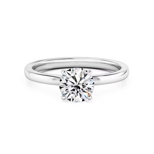 Understated Lab Grown Diamonds <b>Plain</b> Band Round Brilliant Engagement Ring F-VS2 Trendy Jewellery 14K Solid Gold Prong Setting - Product Image 3
