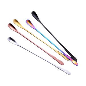 Cuillère à remuer colorée en acier inoxydable la plus vendue cuillère à mélange de café à crème glacée avec long manche - Product Image 6