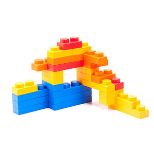 Vente en gros de 36 pièces de blocs de construction en plastique souple de 3 cm de hauteur, ensemble de blocs, 2 tailles, 4 couleurs, certifié CE, jouet de construction - Product Image 4